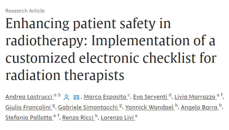 Luis Moreno Sánchez: Enhancing patient safety in radiotherapy by Andrea Lastrucci et al