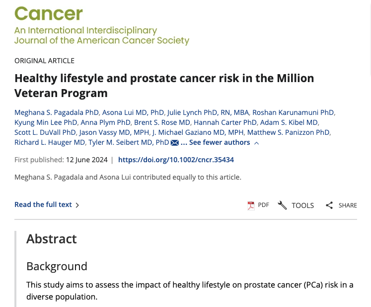 Healthy Lifestyle and Prostate Cancer Risk