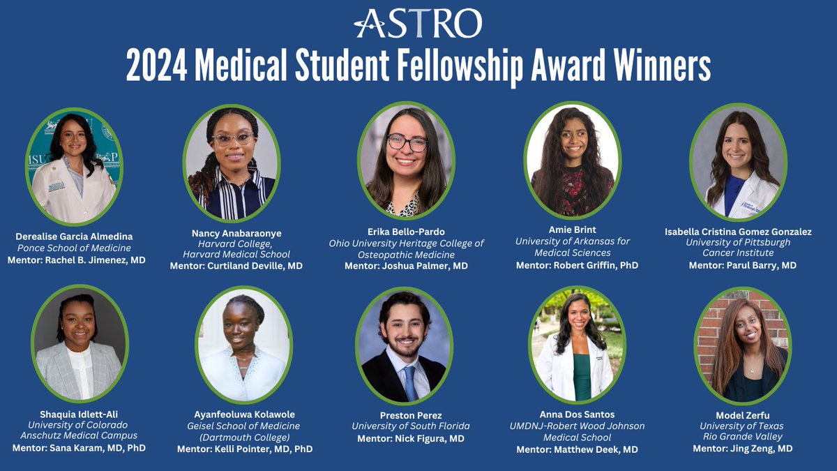 2024 ASTRO Medical Student Fellowship Awardees