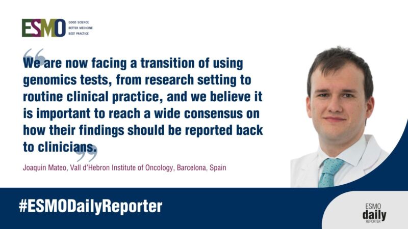 Newly published ESMO Recommendations on genomics test results for Solid Cancers