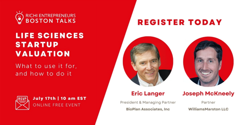 Richi Entrepreneurs’ Next Boston Talk On Life Science Startup Valuation