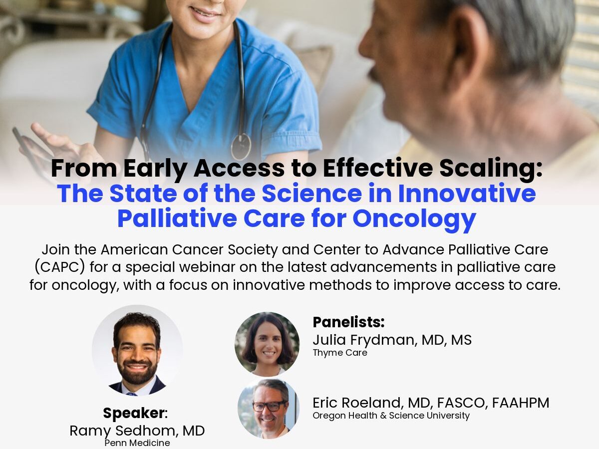 A special webinar by ACS and CAPC about the innovations in palliative care