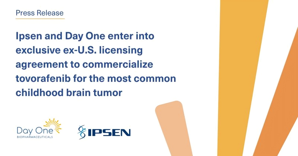 Day One Biopharmaceuticals announces a new ex-U.S. licensing agreement with Ipsen to commercialize tovorafenib