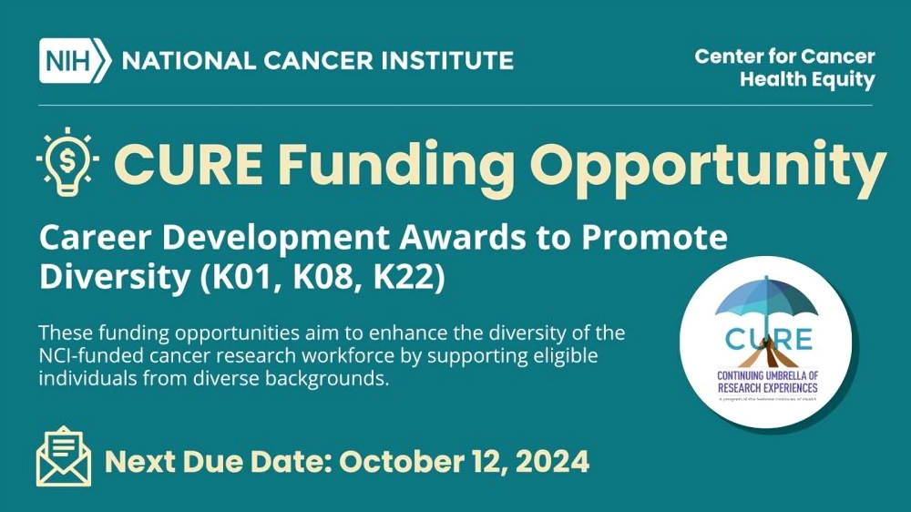 CURE funding opportunity – career development awards to promote diversity – NCI Center for Cancer Health Equity