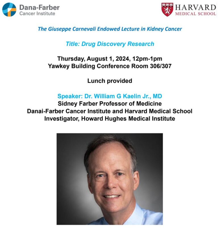 Giuseppe Carnevali Endowed Lecture in Kidney Cancer by Nobel laureate William Kaelin