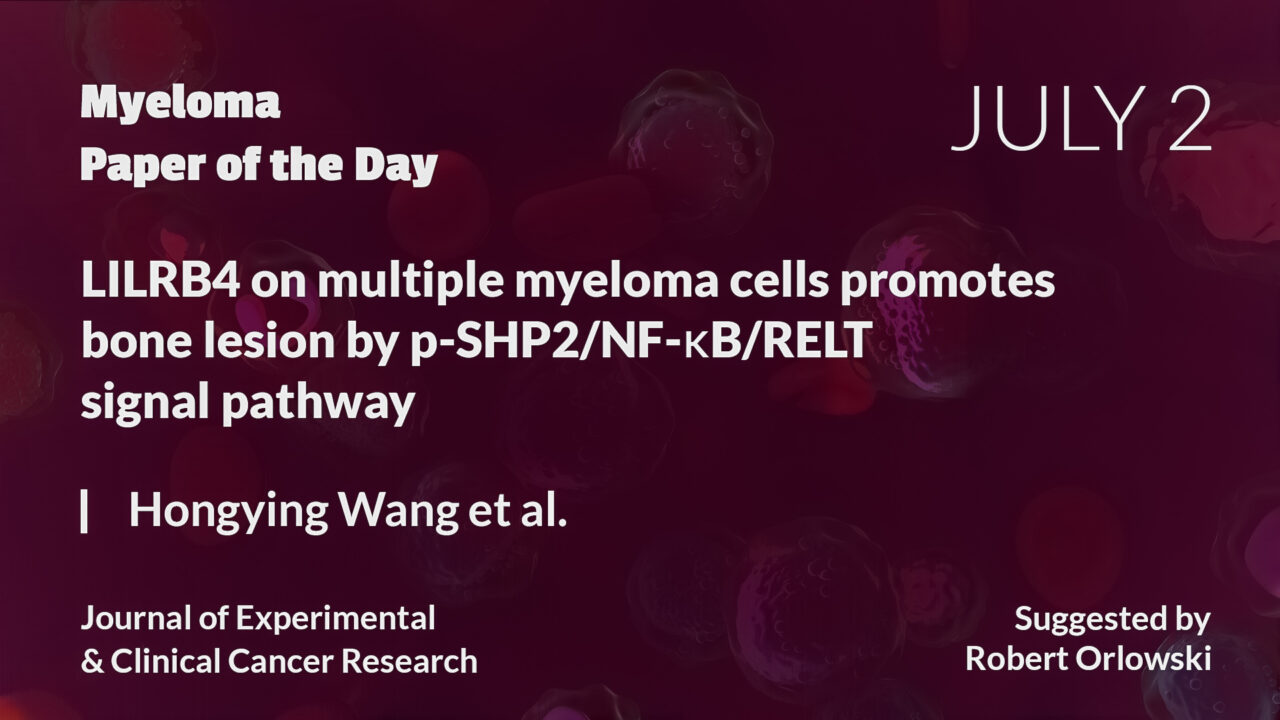 Myeloma Paper of the Day, July 2nd, suggested by Robert Orlowski