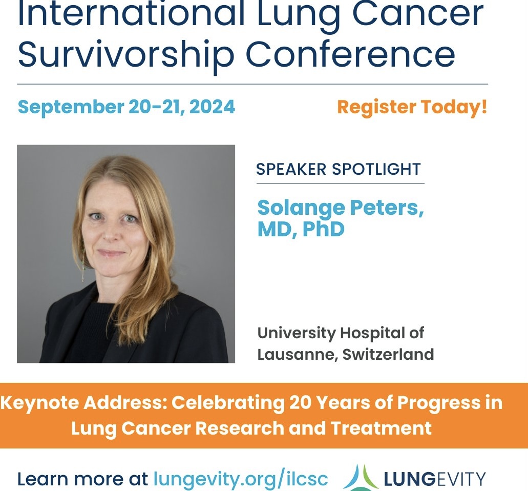 Solange Peters will be the keynote speaker for LUNGevity Foundation’s ILCSC24