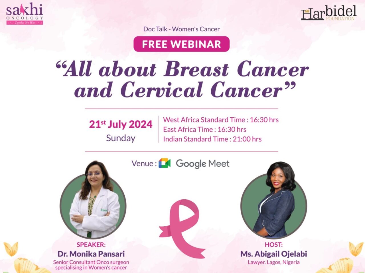 Monika Pansari: “All About Breast and Cervical Cancer” on July 21
