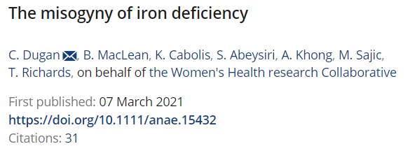 Symptoms of non-anemic iron deficiency by Toby Richards et al.