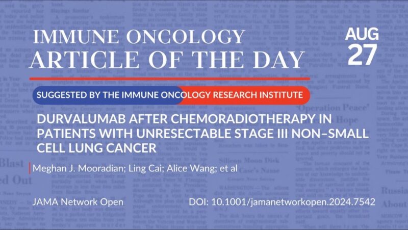 Article of the day, suggested by the Immune Oncology Research Institute