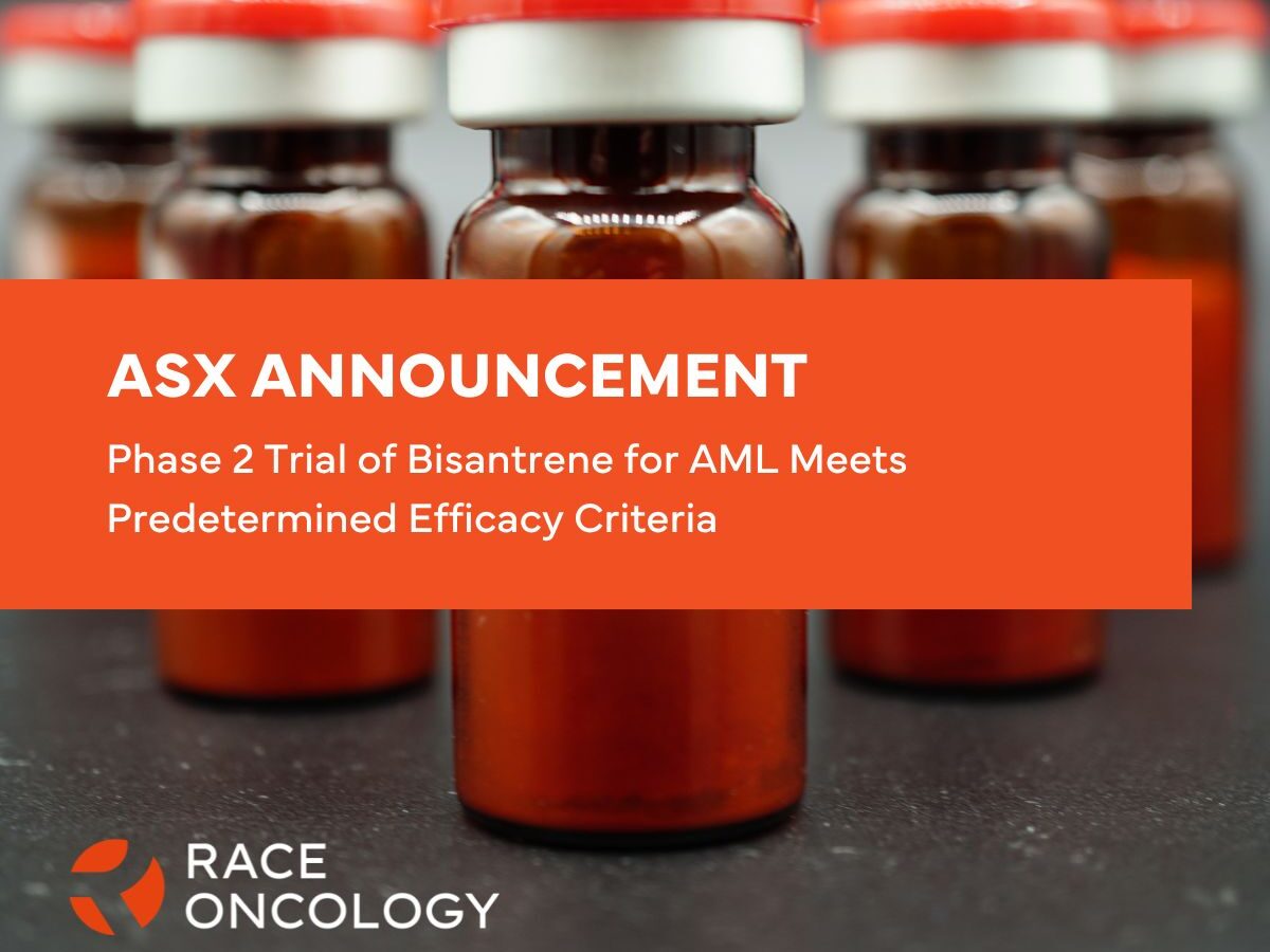 $RAC announces conclusion of an investigator-sponsored trial of bisantrene – Race Oncology