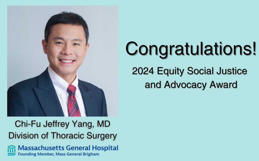 Jeff Yang was awarded the Harvard Medical School 2024 Equity Social Justice and Advocacy Award