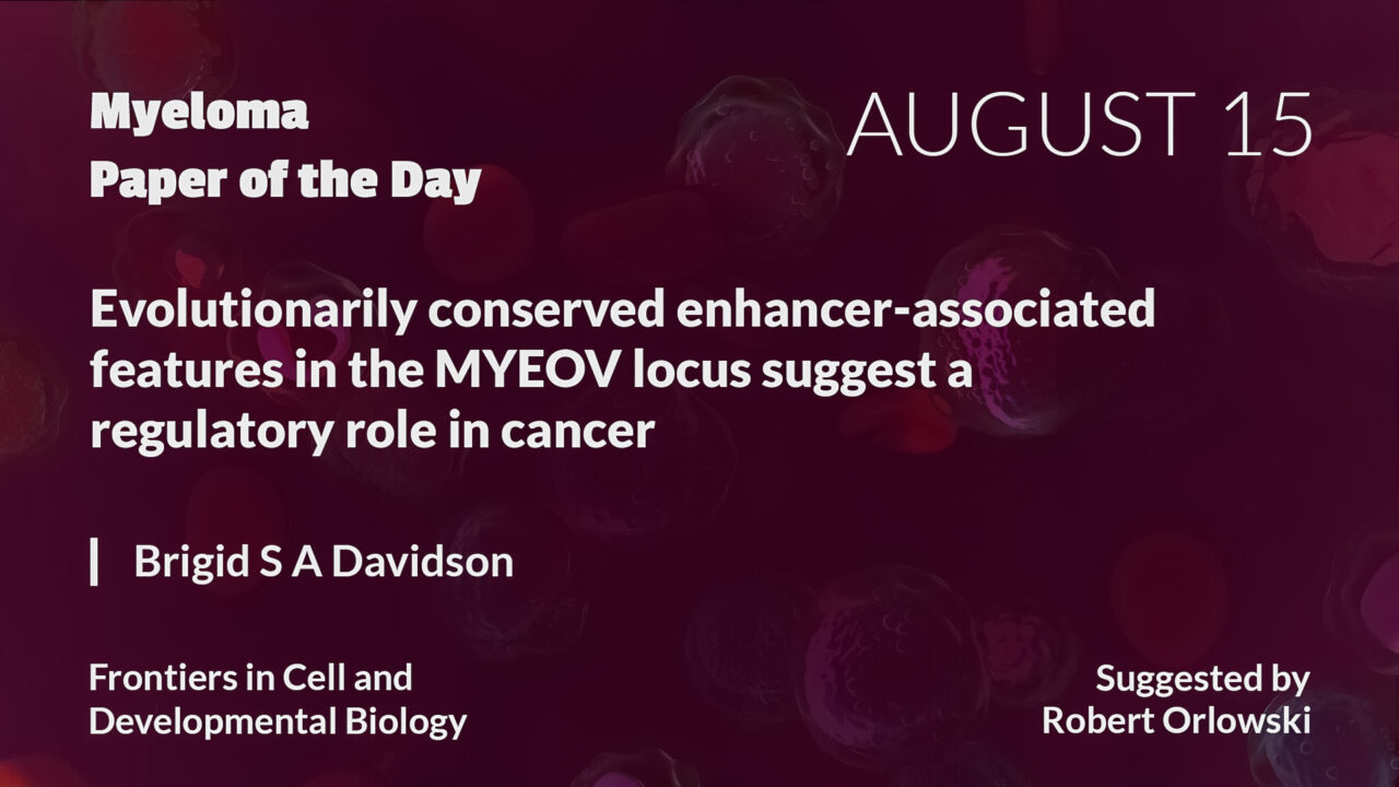 Myeloma Paper of the Day, August 15th, suggested by Robert Orlowski