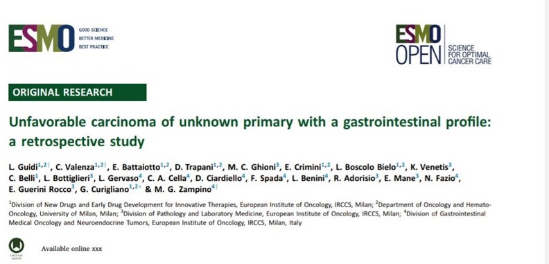 Davide Ciardiello: Manuscript on gastrointestinal CUP is out on the ...