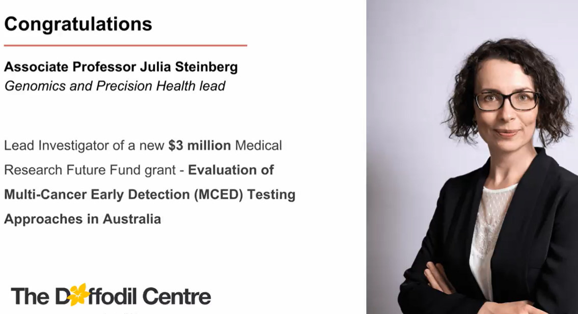 Julia Steinberg and team received $3 million MRFF Genomics Health Futures grant for MCED tests – The Daffodil Centre