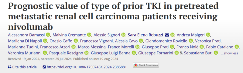 Giuseppe Banna: The prognostic value of prior TKI treatment in pretreated mRCC patients receiving nivolumab