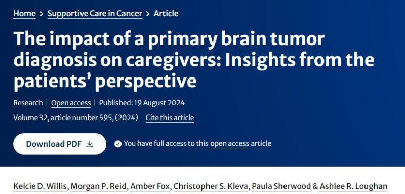 The impact of a primary brain tumor diagnosis on caregivers - MASCC