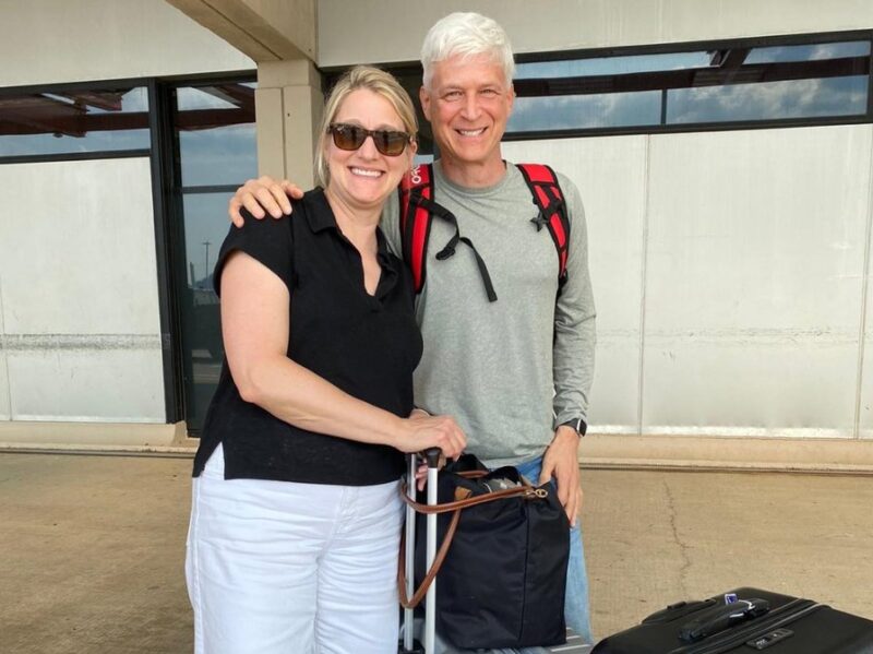 Andy and Laurie on their way to Iceland for the MyelomaICE cycling expedition