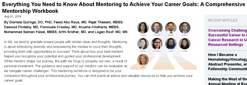 All you need to know about mentorship: a collaborative effort by ASCO TECAG