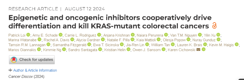 Epigenetic and Oncogenic Inhibitors target KRAS-mutant Colorectal Cancers