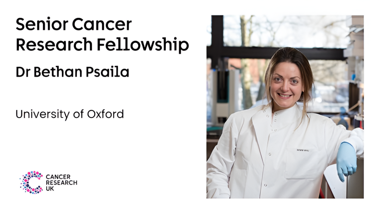 Beth Psaila: Thrilled to receive a Senior Science and Innovation at Cancer Research UK Fellowship