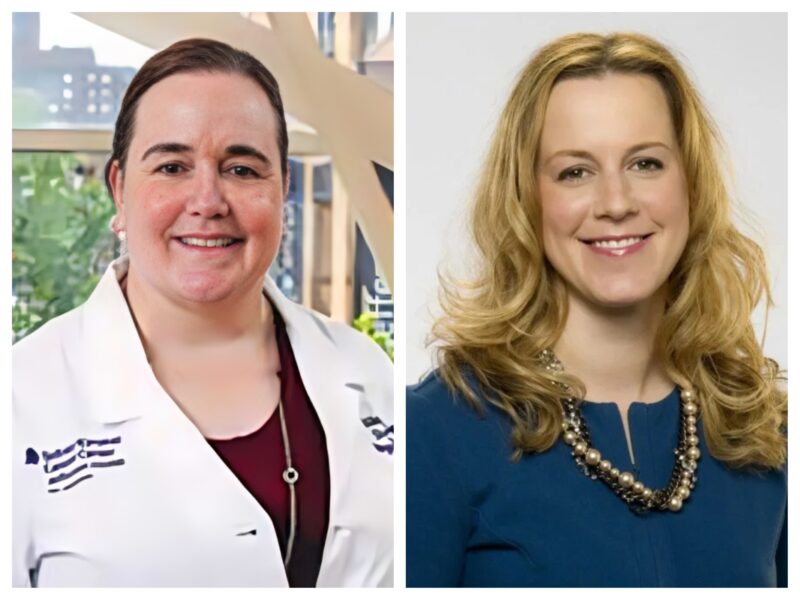 Allison Zibelli and Erika Hamilton discussing data from the DESTINY-Breast06 and A-BRAVE trials