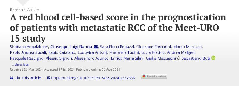 Giuseppe Banna: RBC-based scores improving prognostic systems in metastatic RCC