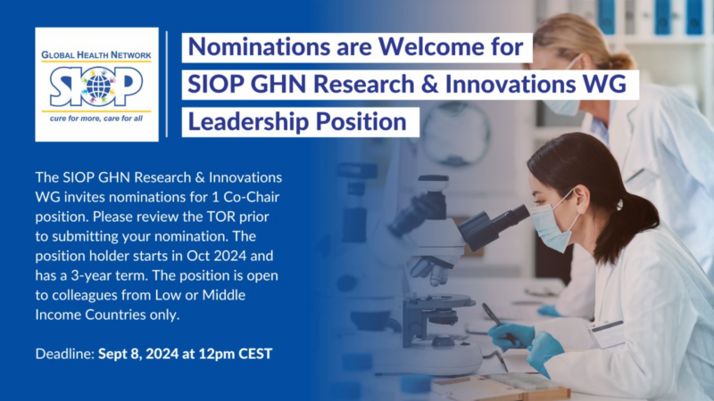 SIOP GHN Research and Innovations WG invites nominations for leadership position