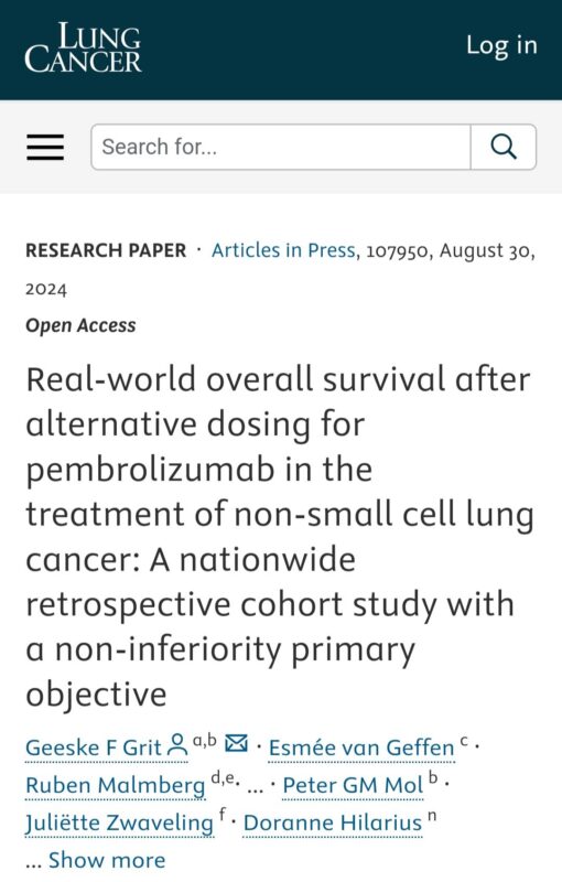 Survival Outcomes in Real-World Settings After Alternative Pembrolizumab Dosing for NCSLC