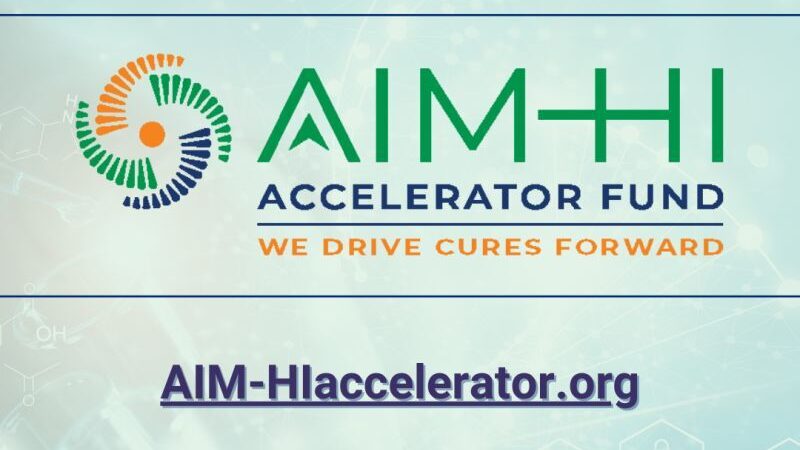 AIM-HI Accelerator Fund is launching a new logo and tagline – We Drive Cures Forward