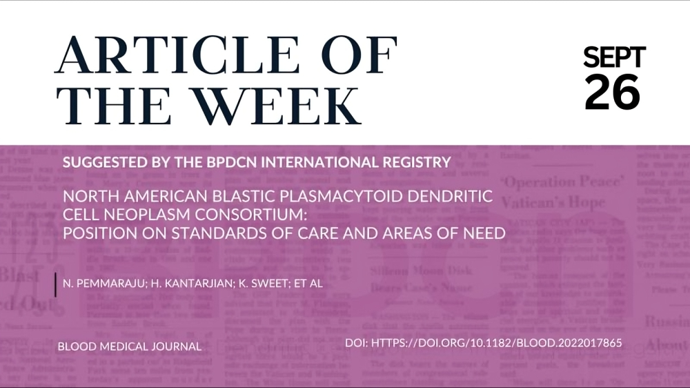 Article of the Week, Suggested by the BPDCN International Registry