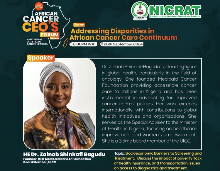 Zainab Shinkafi-Bagudu, the convener of the African Cancer CEO’s Forum webinar