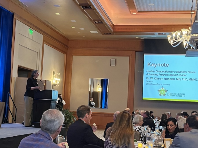 Elad Sharon: Kimryn Rathmell addresses the dinner for the annual meeting of the CEO Round Table on Cancer