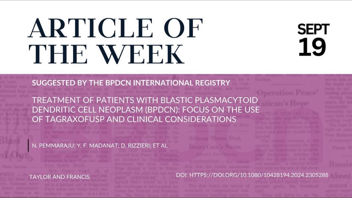 Article of the Week, Suggested by the BPDCN International Registry