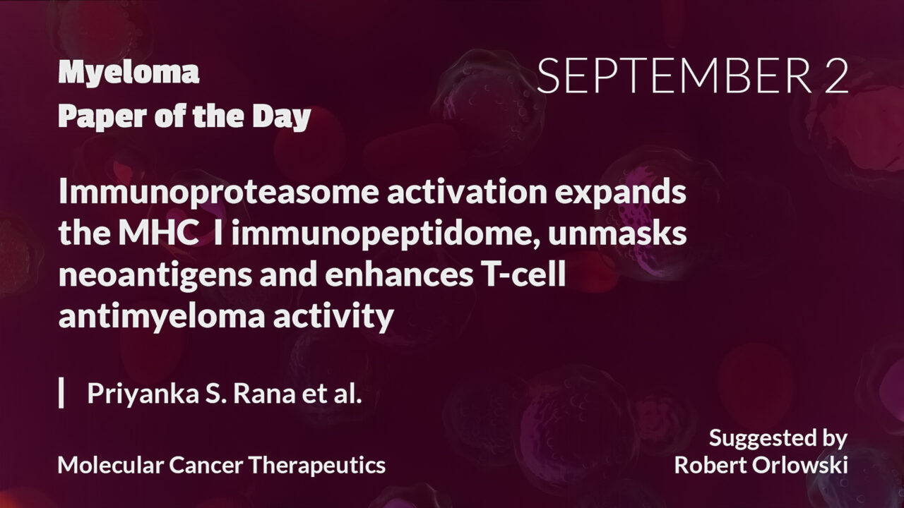 Myeloma Paper of the Day, September 2nd, suggested by Robert Orlowski