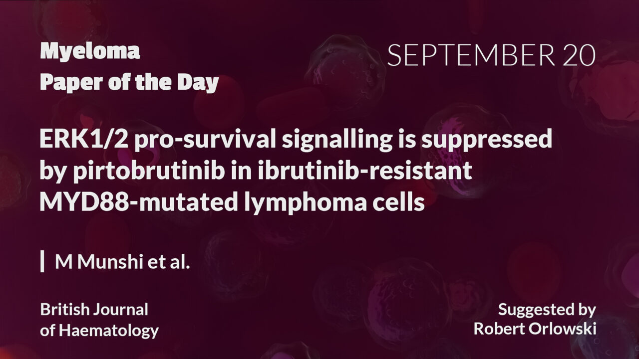 Myeloma Paper of the Day, September 20th, suggested by Robert Orlowski