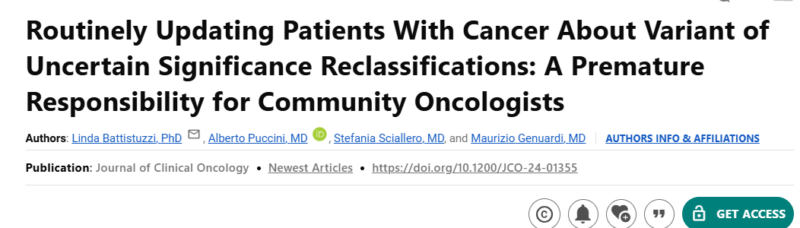 Alberto Puccini: Our Correspondence to the new ASCO Guidelines on the "Selection of germline genetic testing panels in patients with cancer"