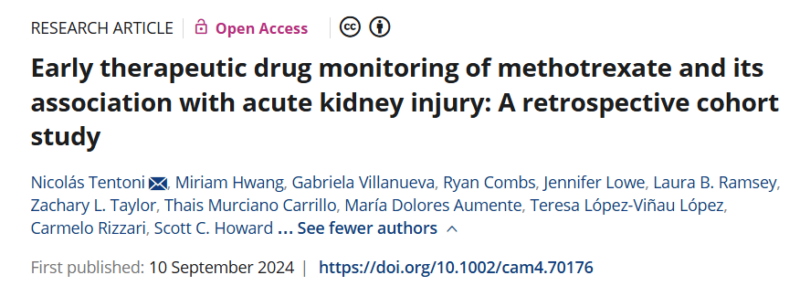 Using individualized pharmacokinetics of early MTX elimination as an early clearance biomarker - Resonance