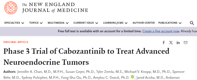 Thorvardur Halfdanarson: Cabozantinib in previously treated advanced NETs