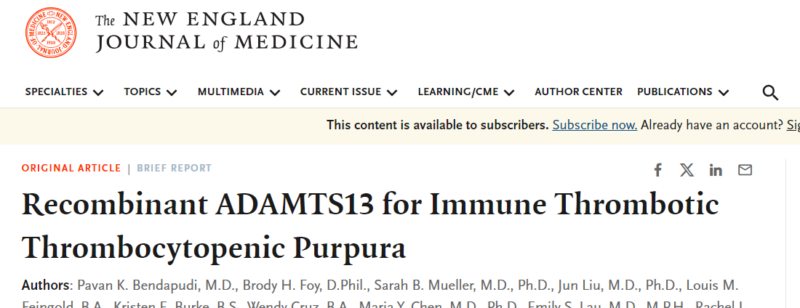 Saarang Deshpande: Frontline caplacizumab and plasma exchange in TTP