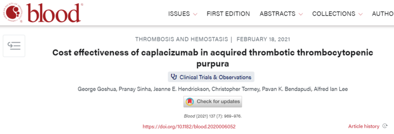 Saarang Deshpande: Frontline caplacizumab and plasma exchange in TTP