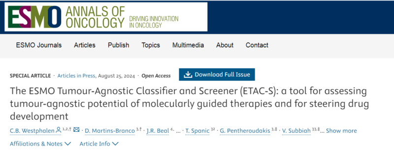 Vivek Subbiah about “Tumor-Agnostic Biomarker Driven Drug development" at ASCO and ESMO joint session