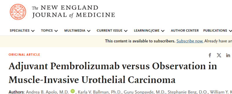 Adjuvant Pembrolizumab in High-Risk Muscle-Invasive Urothelial Carcinoma summary by Maria Natalia Gandur Quiroga