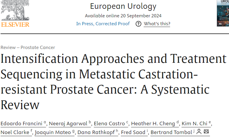 Neeraj Agarwal: Excellent systematic review on treatment in Metastatic Castration-resistant Prostate Cancer by Edoardo Francini