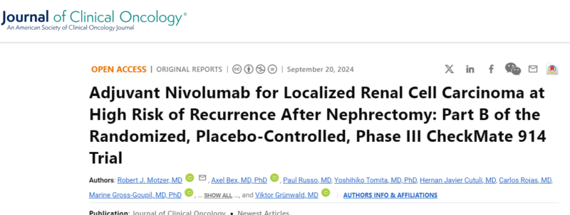 Yüksel Ürün: Adjuvant nivolumab vs placebo in localized RCC patients at high recurrence risk post-nephrectomy by Robert J. Motzer