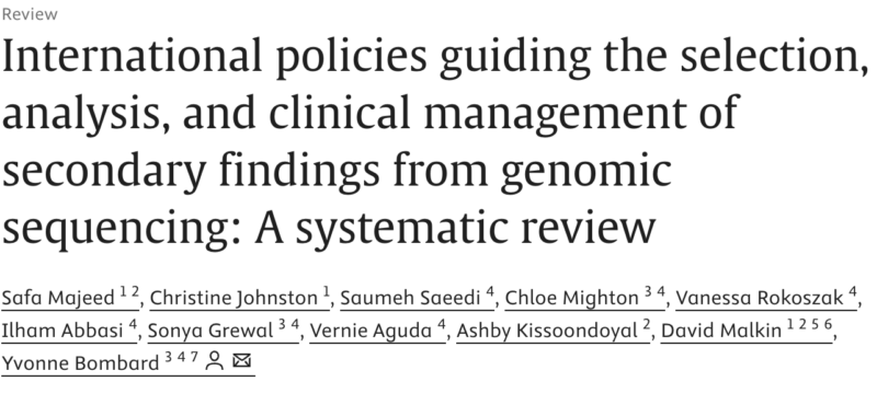 Safa Majeed: Our systematic review of genomic secondary findings policy