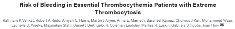 Bleeding risk in ET patients with extreme thrombocytosis