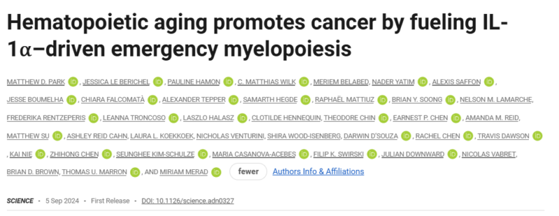 Study on how aging promotes cancer by Miriam Merad lab