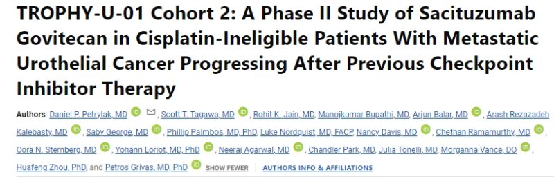 Promising Results for Sacituzumab Govitecan in Cisplatin-Ineligible Metastatic Urothelial Cancer