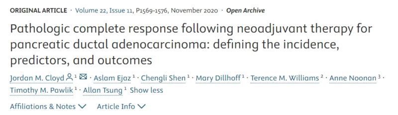 How does pathologic response following neoadjuvant chemotherapy affect survival/recurrence in PCAD